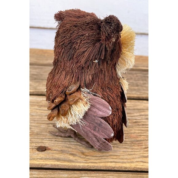 Vintage 1970s Retro Owl Straw Pinecone Glass eyes Boho - Picture 4 of 6
